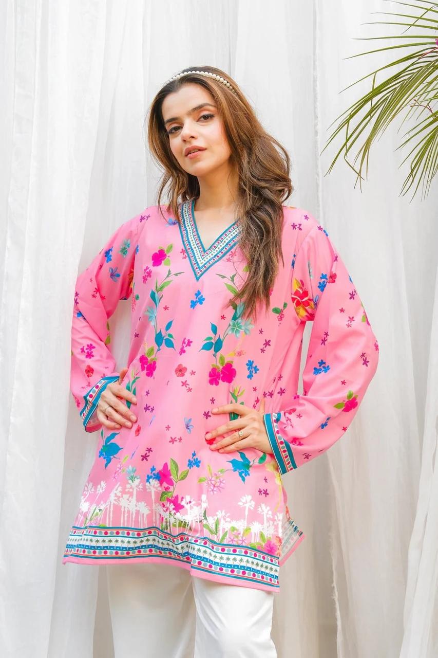 2Pc Suit Beautiful Digital Print Shirt With Digital Print Bell Bottom