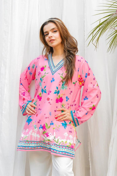 2Pc Suit Beautiful Digital Print Shirt With Digital Print Bell Bottom